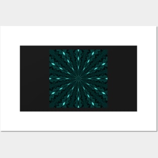 Pixel Patterns Aquamarine symmetric Star Posters and Art